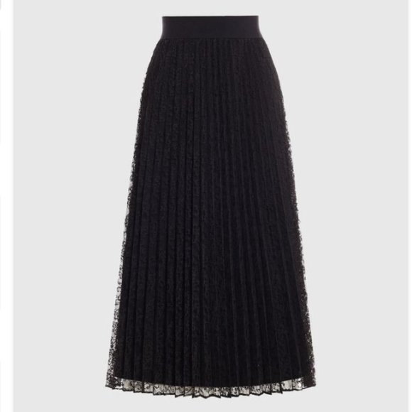 Marella Pleated Black Lace Skirt - S